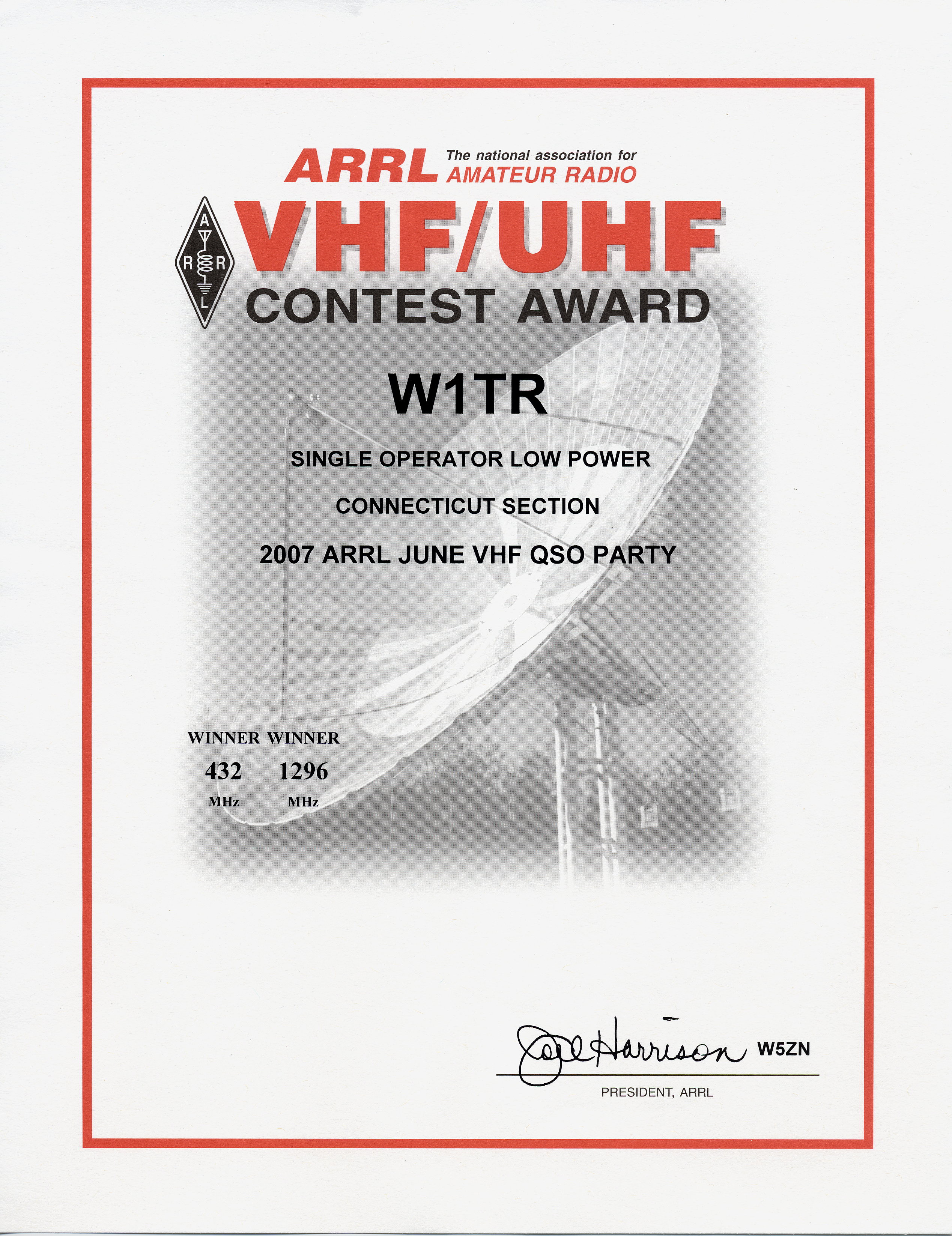 W1TR Radio Awards & Certificates